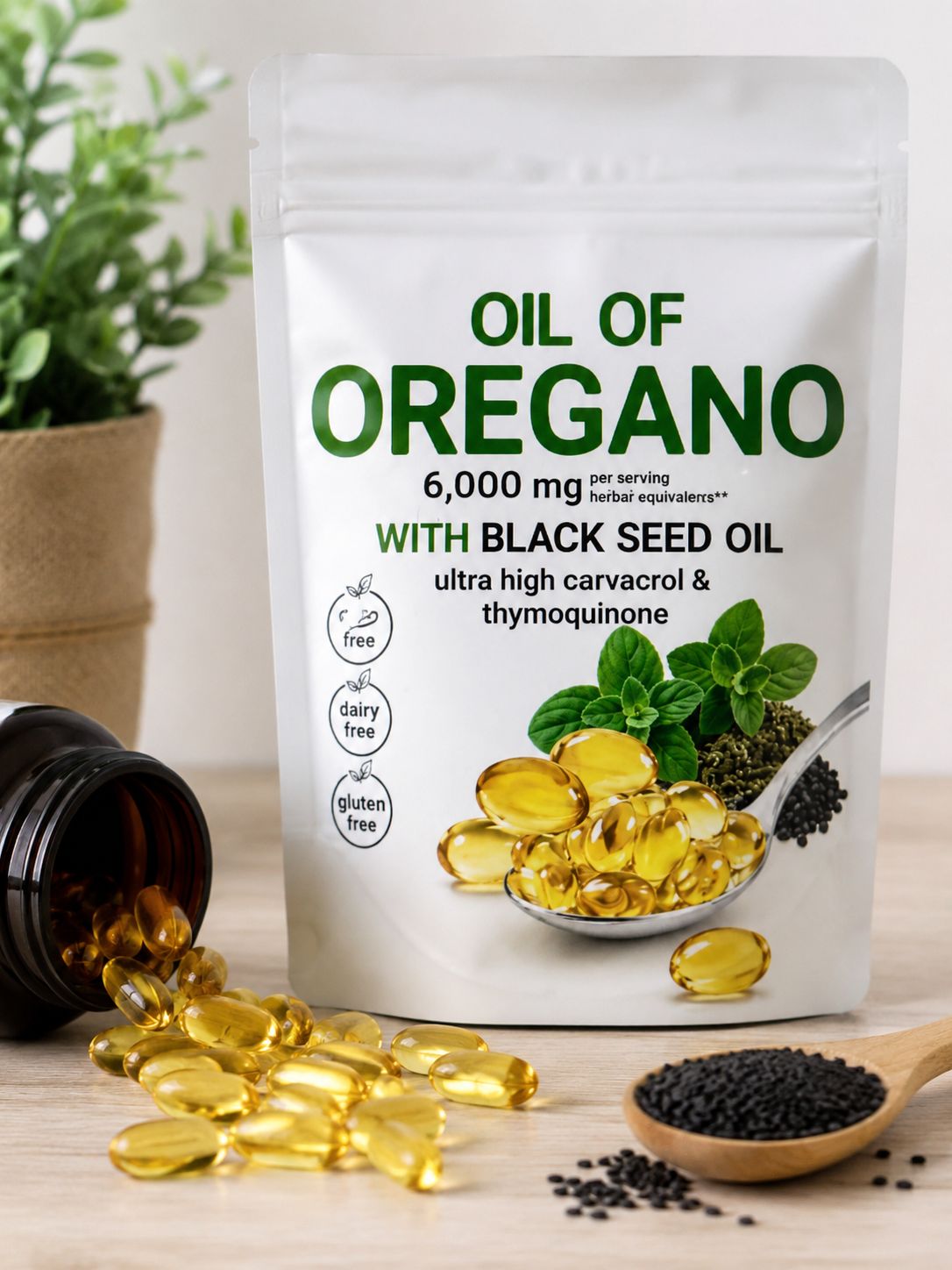 OREGANO OIL + BLACK SEED OIL 6000 MG